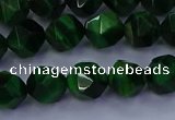 CTE1922 15.5 inches 8mm faceted nuggets green tiger eye beads