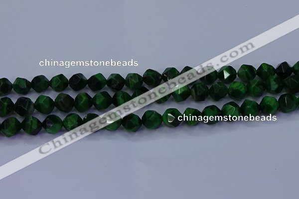 CTE1923 15.5 inches 10mm faceted nuggets green tiger eye beads