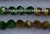 CTE1926 15.5 inches 6mm faceted nuggets colorful tiger eye beads