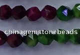 CTE1927 15.5 inches 8mm faceted nuggets colorful tiger eye beads