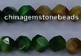 CTE1928 15.5 inches 10mm faceted nuggets colorful tiger eye beads