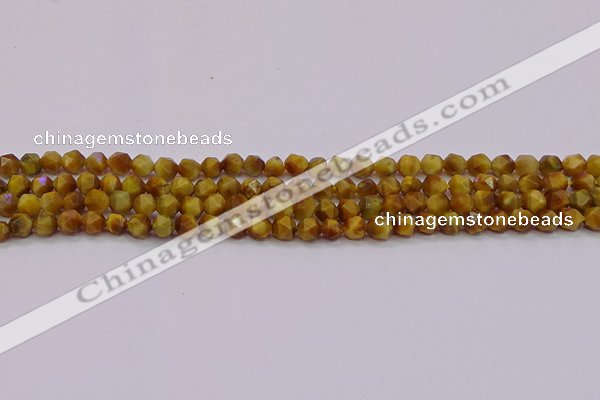 CTE1931 15.5 inches 6mm faceted nuggets golden tiger eye beads