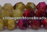 CTE1939 15.5 inches 12mm faceted nuggets mixed tiger eye beads