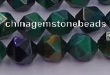 CTE1948 15.5 inches 10mm faceted nuggets green tiger eye beads