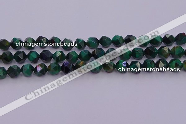 CTE1948 15.5 inches 10mm faceted nuggets green tiger eye beads