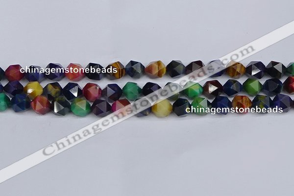 CTE1970 15.5 inches 8mm faceted nuggets mixed tiger eye beads