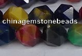 CTE1972 15.5 inches 12mm faceted nuggets mixed tiger eye beads