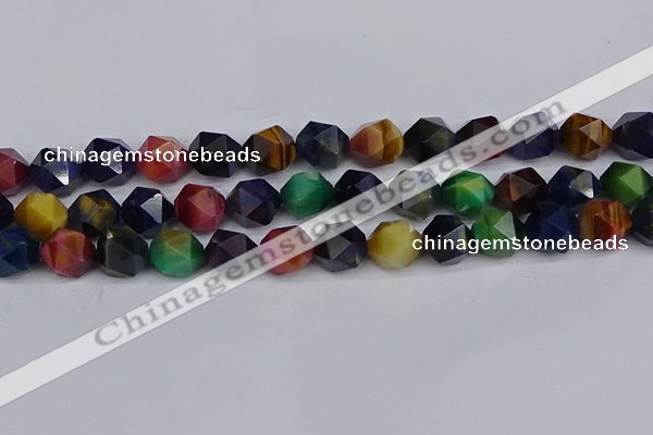 CTE1972 15.5 inches 12mm faceted nuggets mixed tiger eye beads