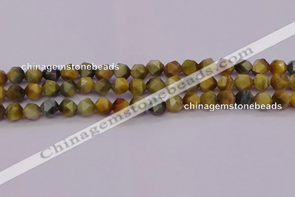 CTE1976 15.5 inches 8mm faceted nuggets golden & blue tiger eye beads