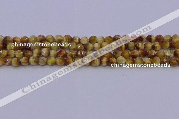 CTE1996 15.5 inches 6mm faceted round golden tiger eye beads