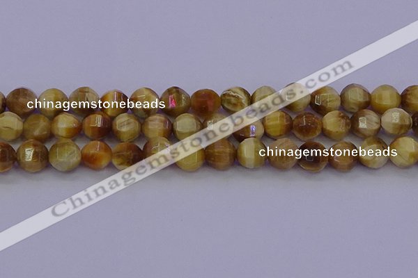 CTE1998 15.5 inches 10mm faceted round golden tiger eye beads