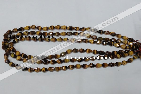 CTE203 15.5 inches 6*8mm faceted teardrop yellow tiger eye beads