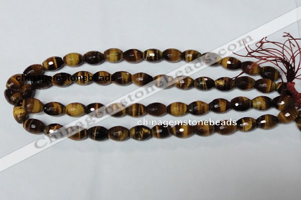 CTE207 15.5 inches 8*10mm faceted rice yellow tiger eye beads