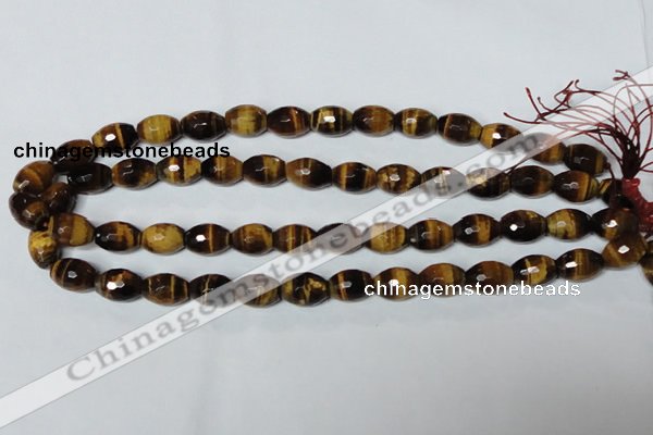 CTE208 15.5 inches 10*14mm faceted rice yellow tiger eye beads