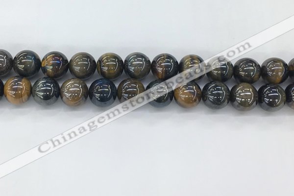 CTE2089 15.5 inches 14mm round AB-color blue & yellow tiger eye beads