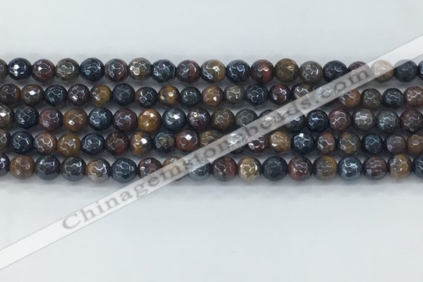 CTE2093 15.5 inches 6mm faceted round AB-color mixed tiger eye beads