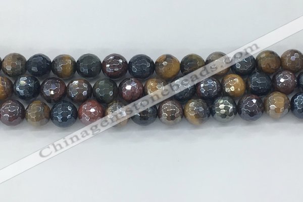 CTE2095 15.5 inches 10mm faceted round AB-color mixed tiger eye beads