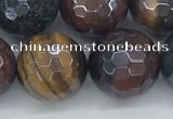 CTE2098 15.5 inches 16mm faceted round AB-color mixed tiger eye beads