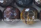 CTE2099 15.5 inches 18mm faceted round AB-color mixed tiger eye beads