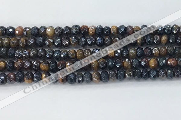 CTE2101 15.5 inches 4*6mm faceted rondelle AB-color mixed tiger eye beads