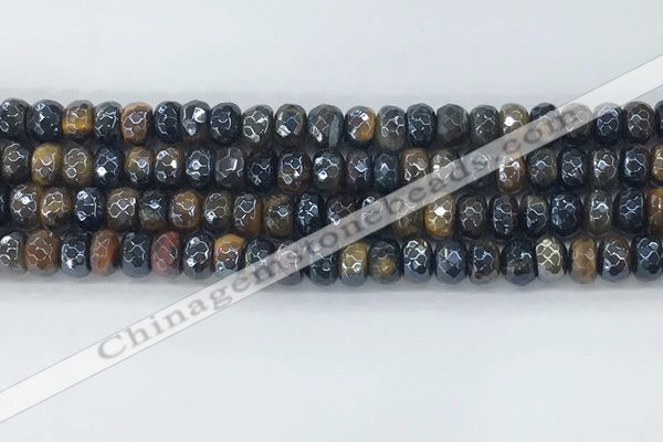 CTE2102 15.5 inches 5*8mm faceted rondelle AB-color mixed tiger eye beads