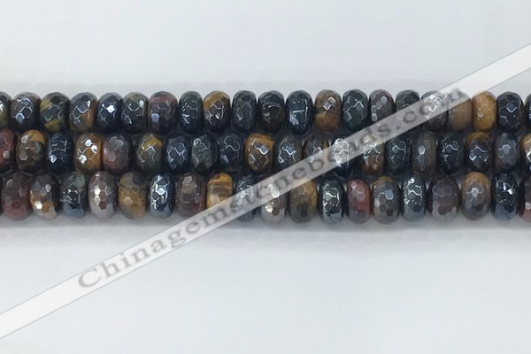 CTE2103 6*10mm faceted rondelle AB-color mixed tiger eye beads