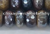 CTE2104 7*12mm faceted rondelle AB-color mixed tiger eye beads