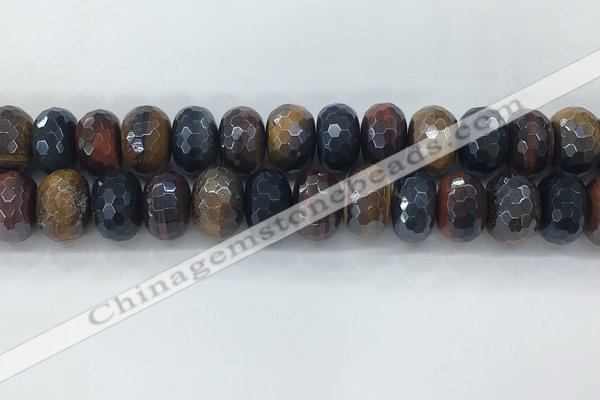 CTE2107 12*18mm faceted rondelle AB-color mixed tiger eye beads