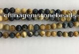 CTE2121 15.5 inches 8mm round golden & blue tiger eye beads