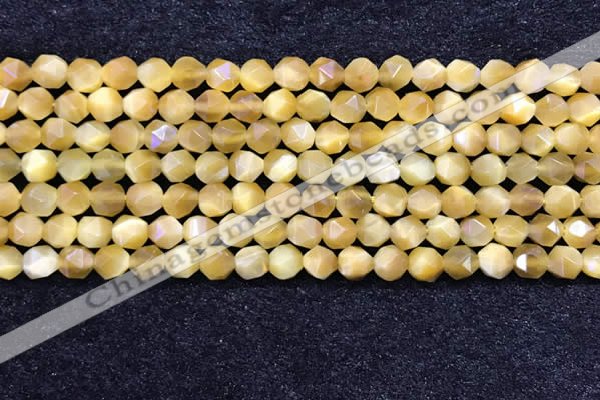 CTE2135 15.5 inches 6mm faceted nuggets golden tiger eye beads
