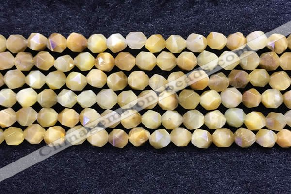 CTE2136 15.5 inches 8mm faceted nuggets golden tiger eye beads