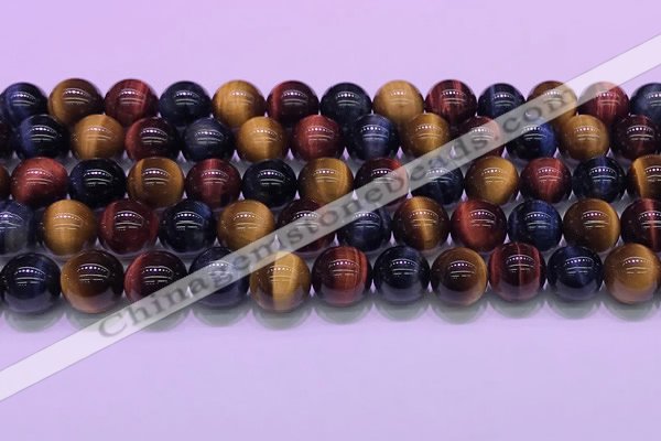 CTE2221 15.5 inches 10mm round colorful tiger eye gemstone beads