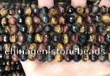 CTE2226 15.5 inches 6mm faceted round colorful tiger eye beads