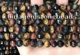 CTE2227 15.5 inches 8mm faceted round colorful tiger eye beads