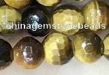 CTE2232 15.5 inches 6mm faceted round yellow tiger eye beads