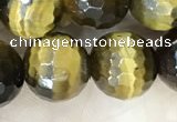 CTE2234 15.5 inches 10mm faceted round yellow tiger eye beads