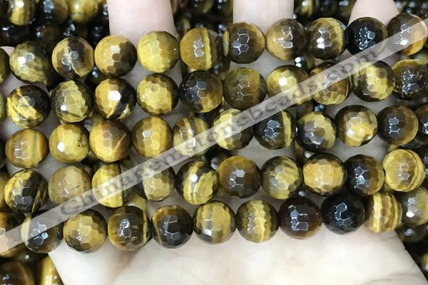 CTE2234 15.5 inches 10mm faceted round yellow tiger eye beads