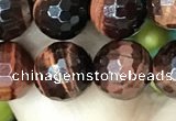 CTE2238 15.5 inches 8mm faceted round red tiger eye beads