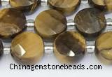 CTE2247 15.5 inches 8mm faceted coin yellow tiger eye beads