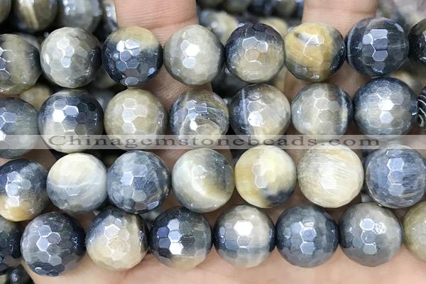 CTE2263 15 inches 12mm faceted round AB-color golden & blue tiger eye beads