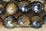 CTE2265 15 inches 6mm faceted round AB-color yellow tiger eye beads