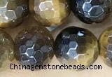 CTE2266 15 inches 8mm faceted round AB-color yellow tiger eye beads