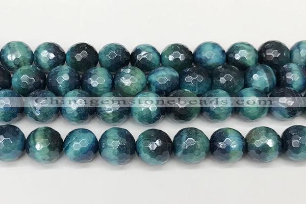 CTE2291 15 inches 12mm faceted round AB-color green tiger eye beads