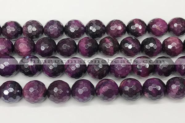CTE2293 15 inches 12mm faceted round AB-color red tiger eye beads
