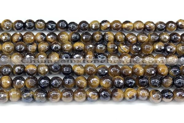 CTE2358 15 inches 6mm faceted round AB-color yellow tiger eye beads