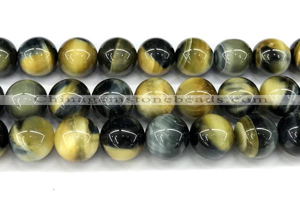 CTE2367 15 inches 14mm round golden & blue tiger eye beads