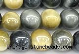 CTE2372 15 inches 6mm round AB-color golden & blue tiger eye beads