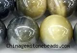 CTE2375 15 inches 12mm round AB-color golden & blue tiger eye beads
