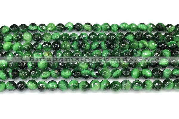CTE2408 15 inches 6mm round faceted green tiger eye beads