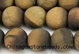 CTE2456 15 inches 6mm round matte yellow tiger eye beads